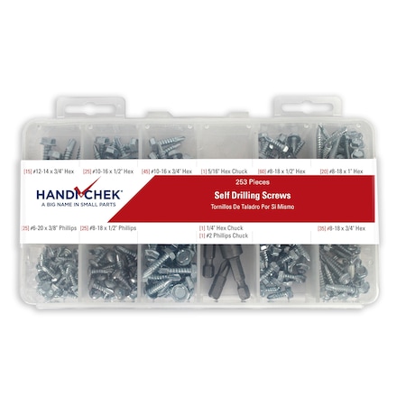 Handi-Chek Self Drill Screw Assort 253pc DISP-SCREW253